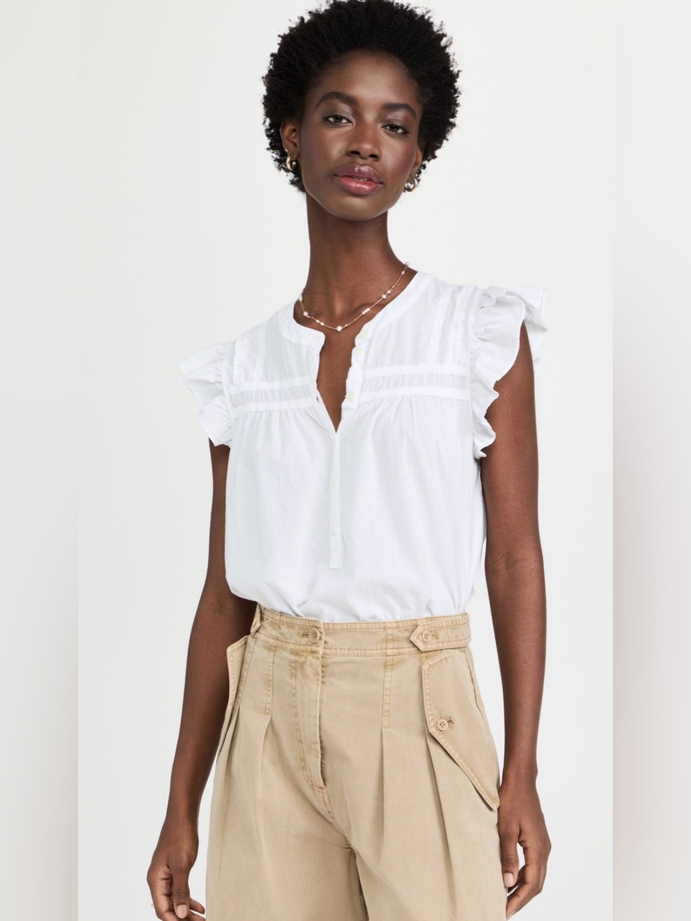 Xirena Women’s Flutter Sleeve Button Front Top